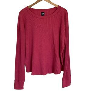 Gap Pullover Waffle Weave Thermal Top Womens‎ Size XL Pink